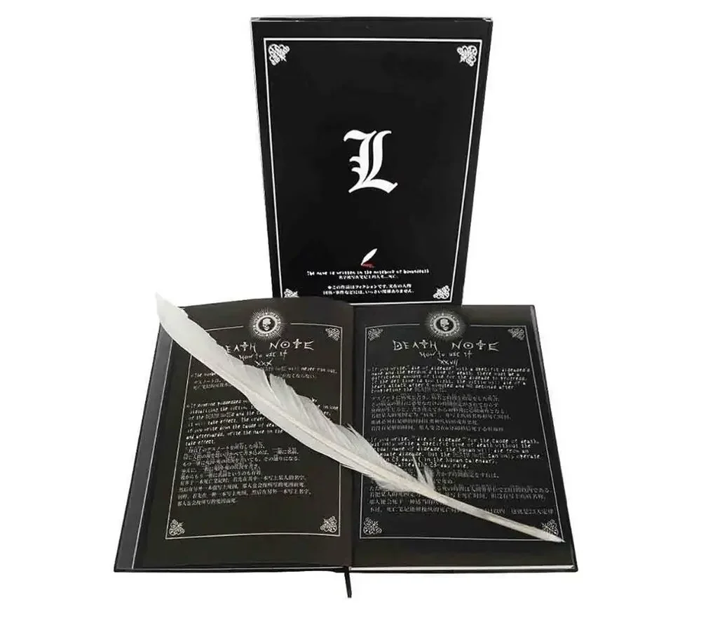 Anime Death Note Cosplay Notebook with Feather Pen, Necklace